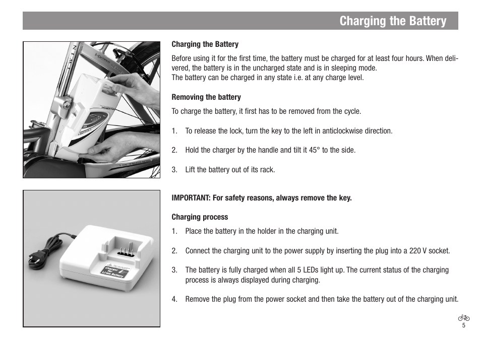 Charging the battery | Kettler Bicycle User Manual | Page 5 / 15