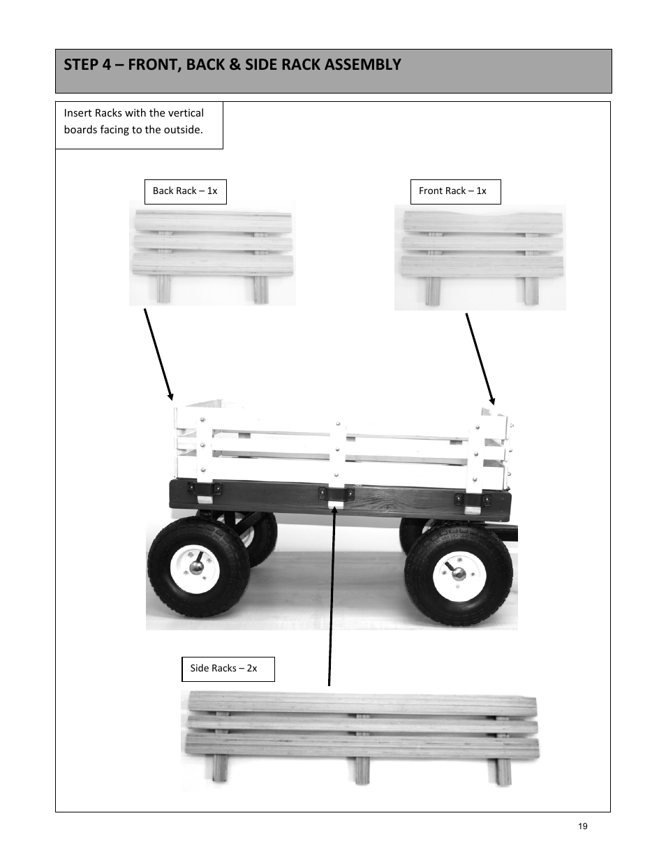 Step 4 – front, back & side rack assembly | Kettler 8427-182 User Manual | Page 19 / 21