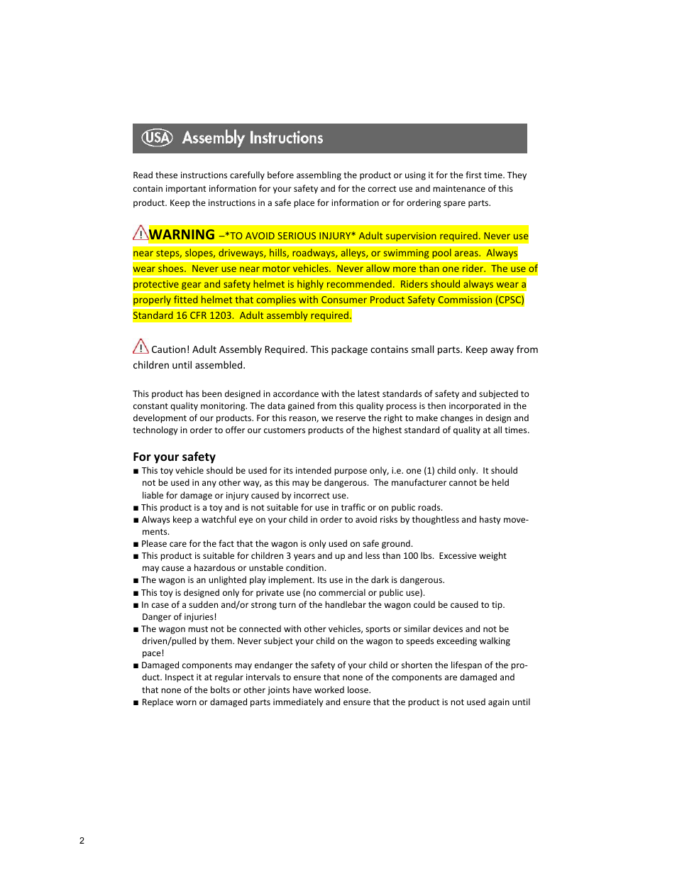 Warning | Kettler 8427-182 User Manual | Page 2 / 21