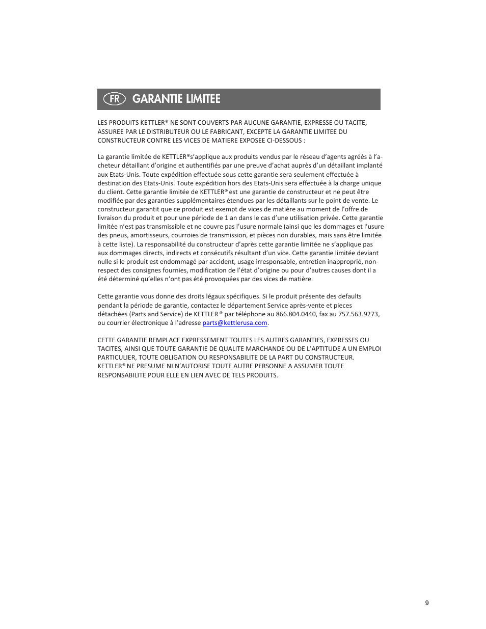 Kettler 8427-182 User Manual | Page 9 / 21