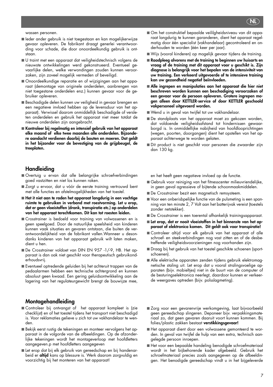 Handleiding, Montagehandleiding | Kettler VITO XL 07861-600 User Manual | Page 7 / 24
