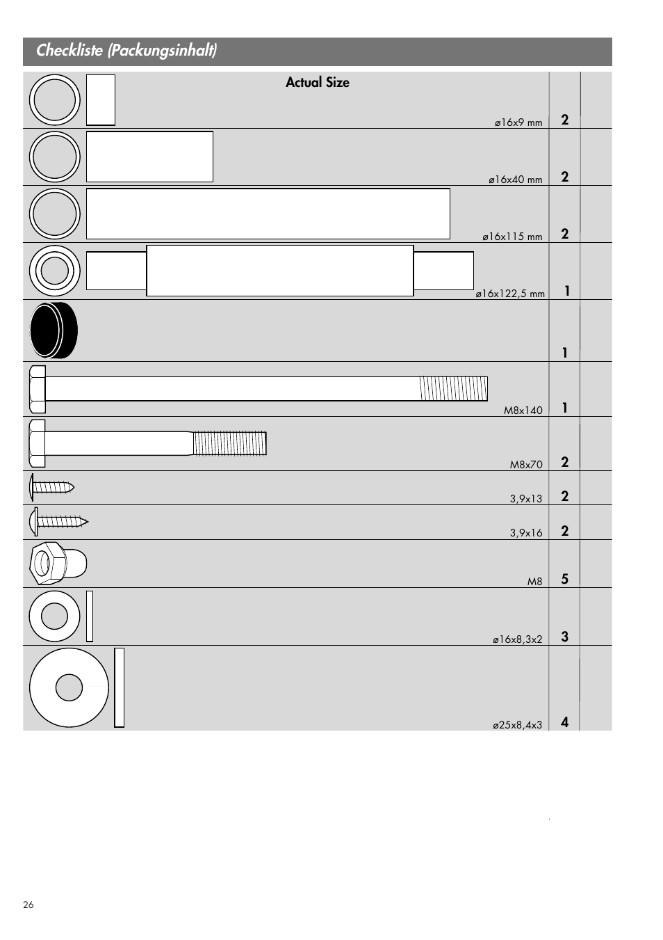Checkliste (packungsinhalt) | Kettler 07975-100 User Manual | Page 26 / 36