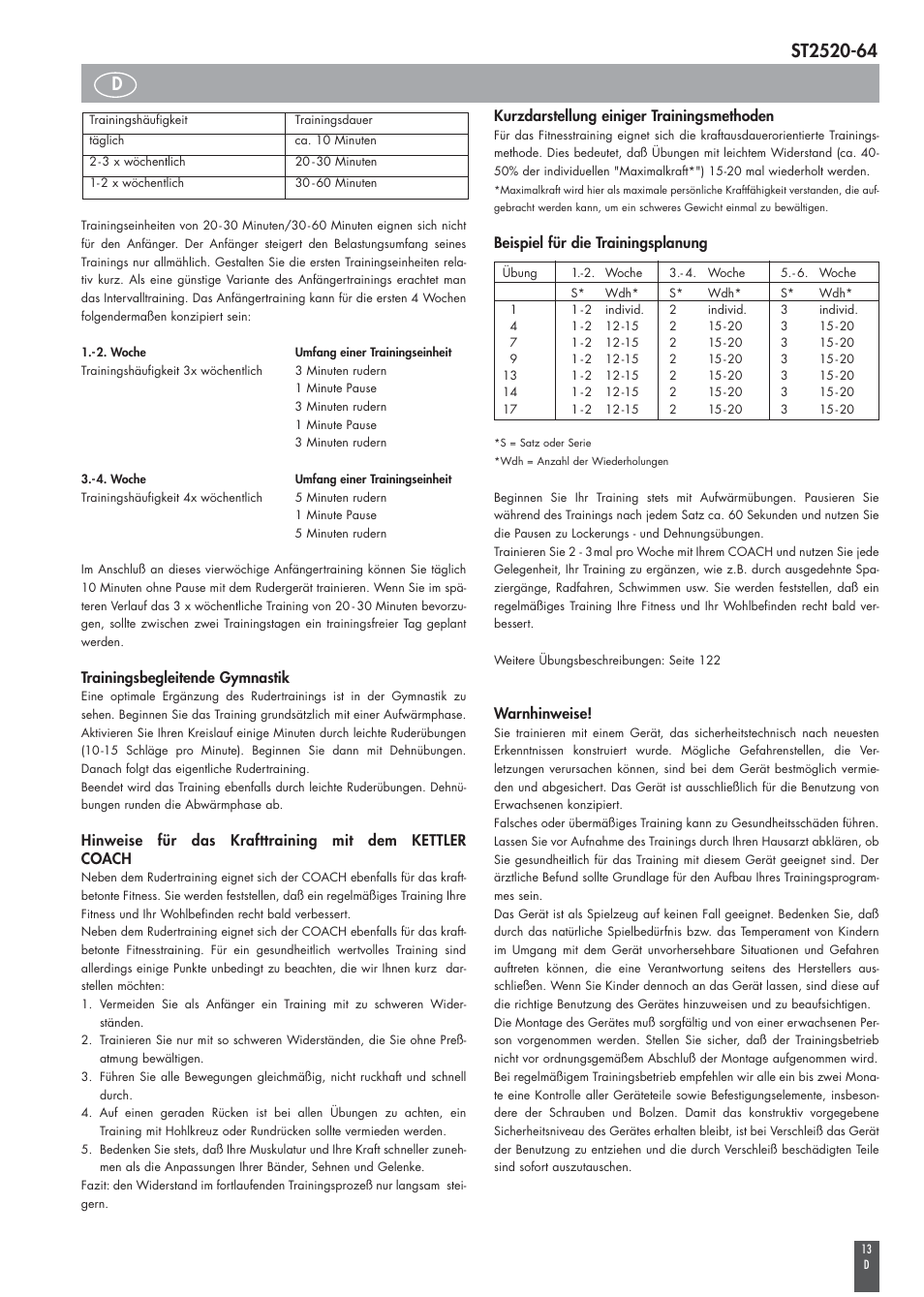 Kettler COACH M ST2520-64 User Manual | Page 13 / 144