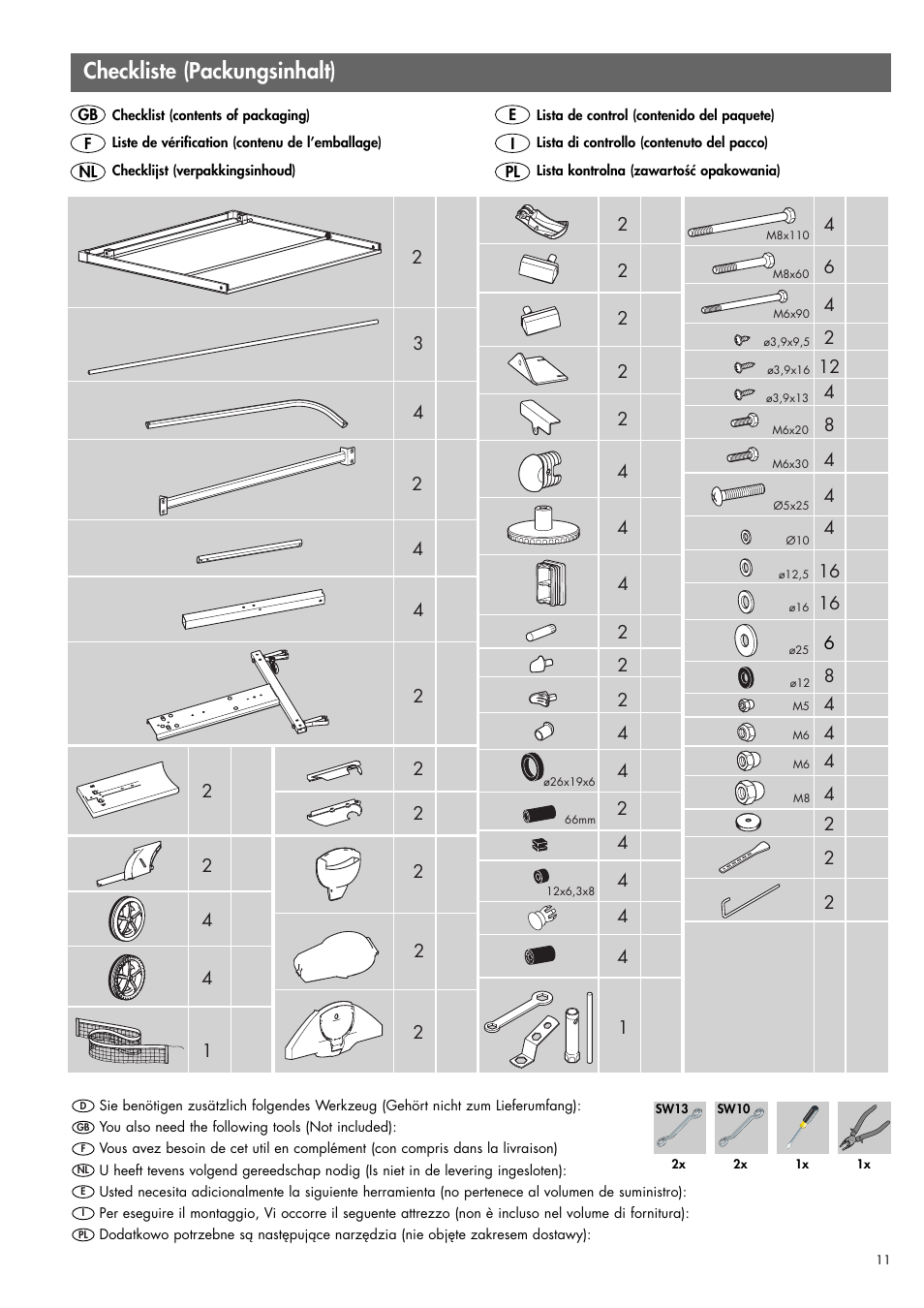 Checkliste (packungsinhalt) | Kettler 07138-000 User Manual | Page 11 / 24