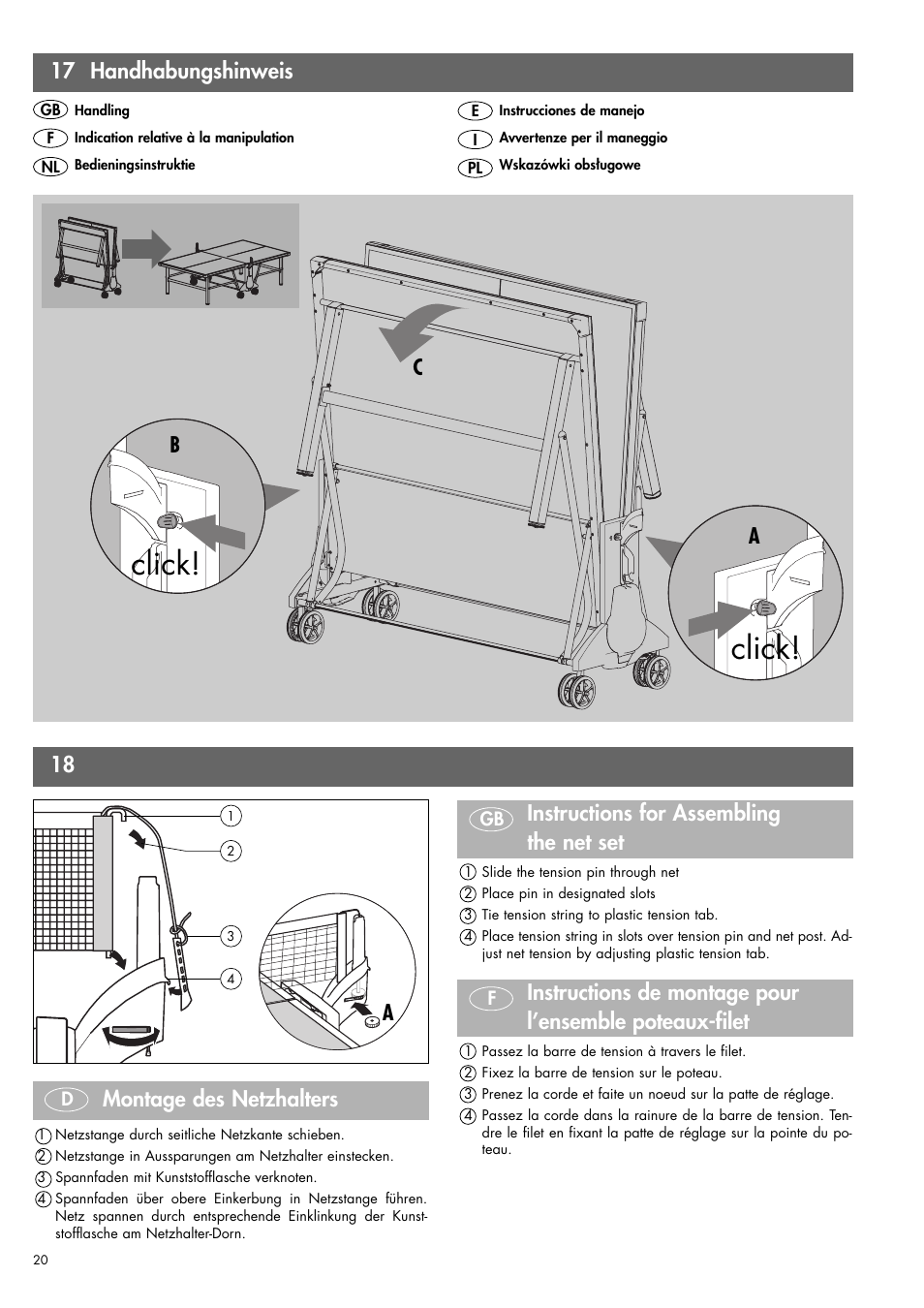 Click, 17 handhabungshinweis, Ab c | Kettler 07138-000 User Manual | Page 20 / 24