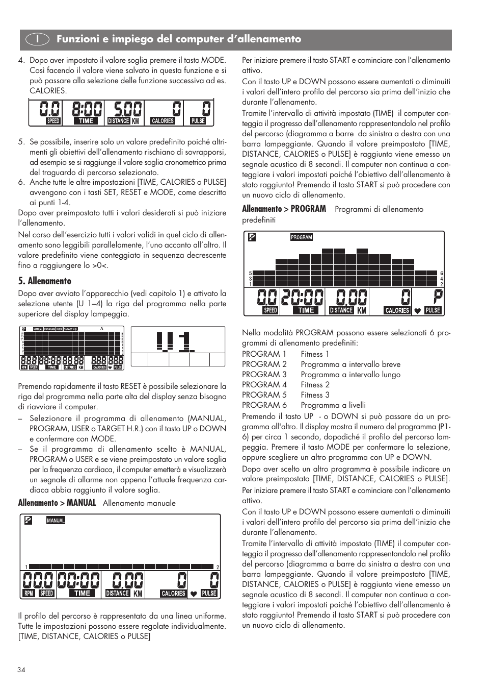 Allenamento, Funzioni e impiego del computer d’allenamento i | Kettler SM 2855 User Manual | Page 34 / 52