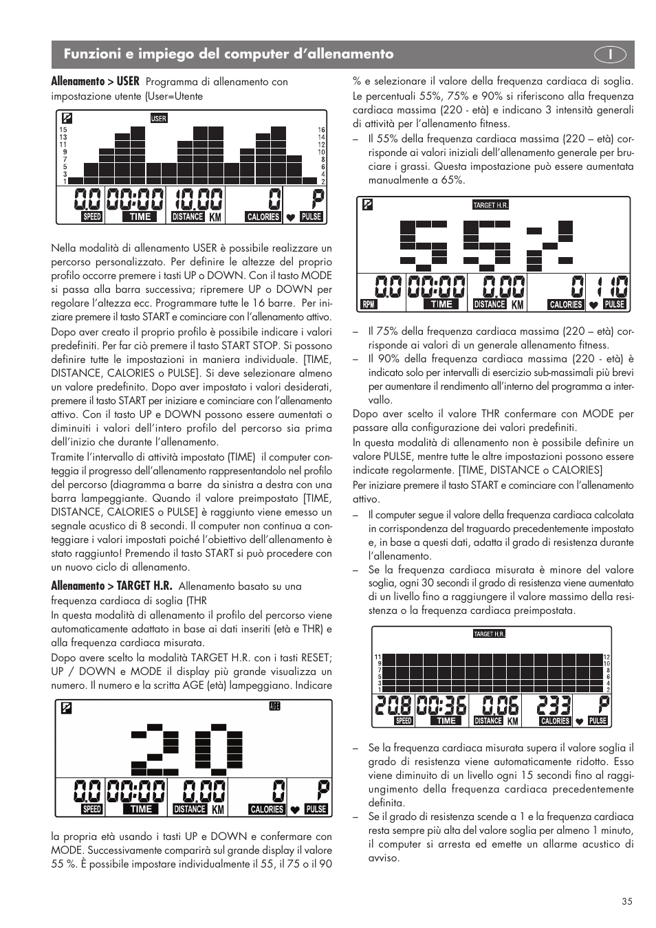 Funzioni e impiego del computer d’allenamento i | Kettler SM 2855 User Manual | Page 35 / 52