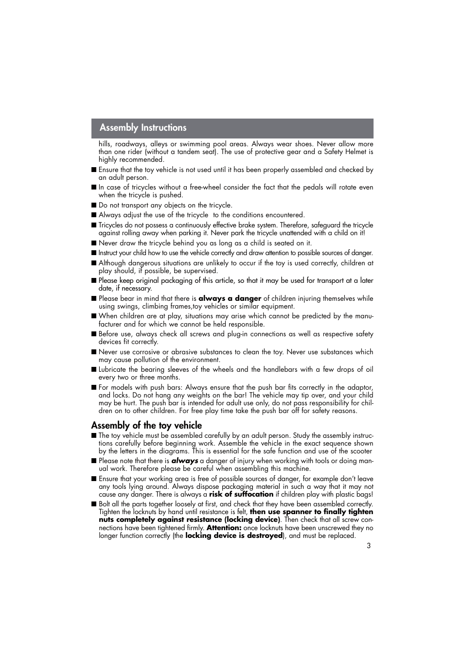 Assembly of the toy vehicle, Assembly instructions | Kettler AJ 3130 User Manual | Page 3 / 12