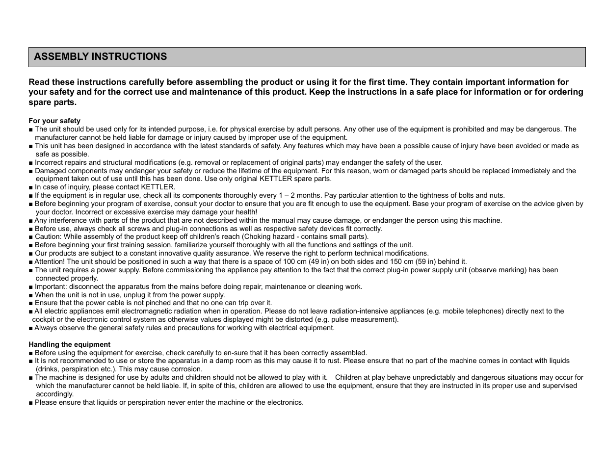 Assembly instructions | Kettler R-400 ROWER 7976-400 User Manual | Page 2 / 19