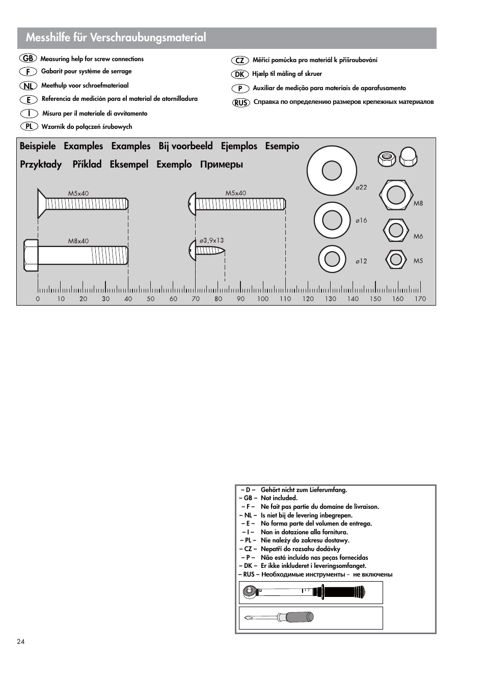 Messhilfe für verschraubungsmaterial | Kettler 07664-000 User Manual | Page 24 / 40
