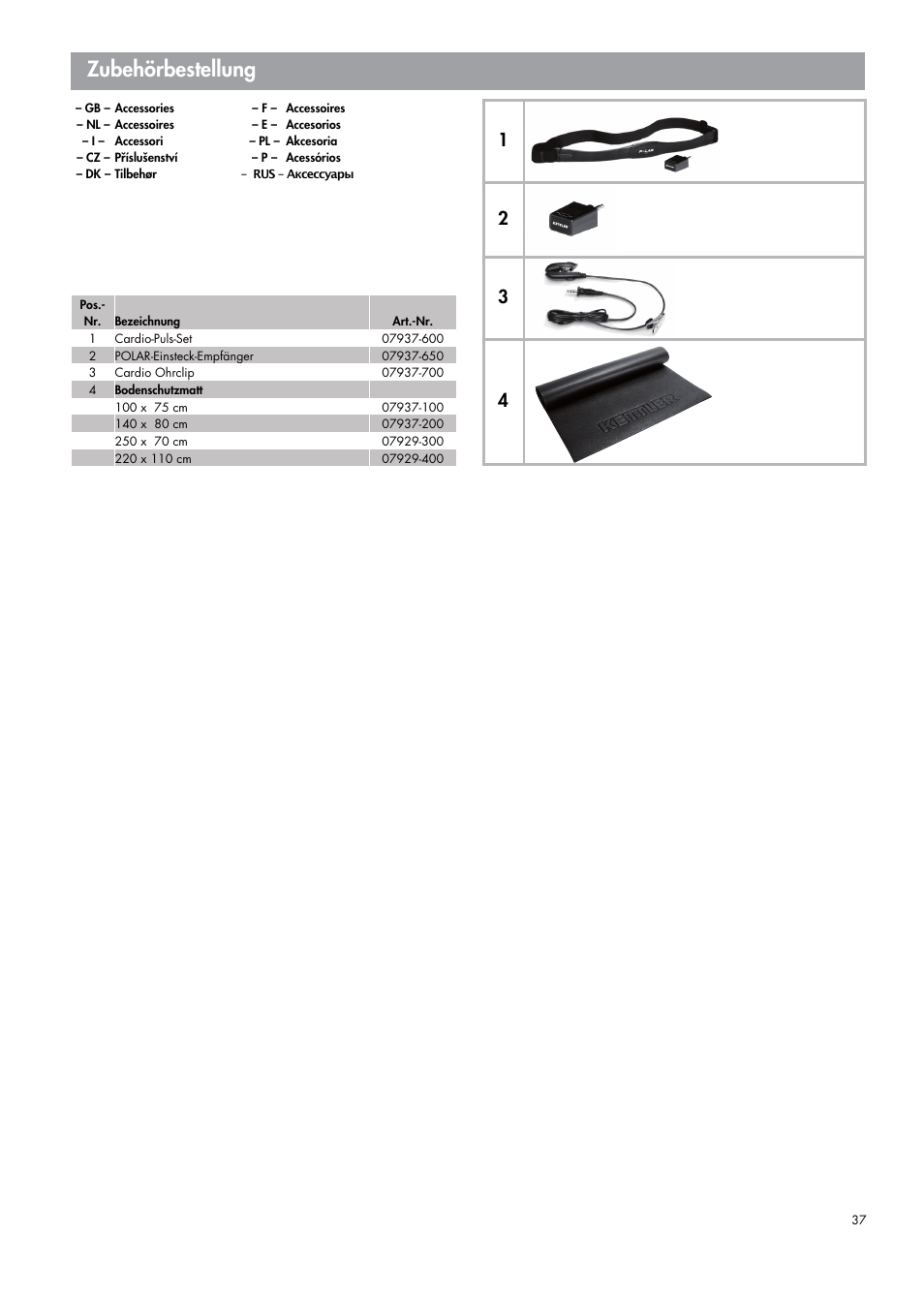 Zubehörbestellung | Kettler 07664-000 User Manual | Page 37 / 40