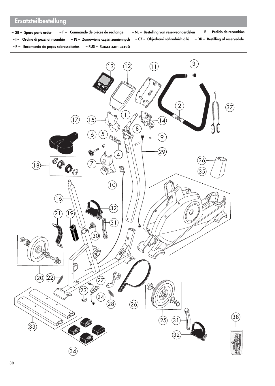 Ersatzteilbestellung | Kettler 07664-000 User Manual | Page 38 / 40