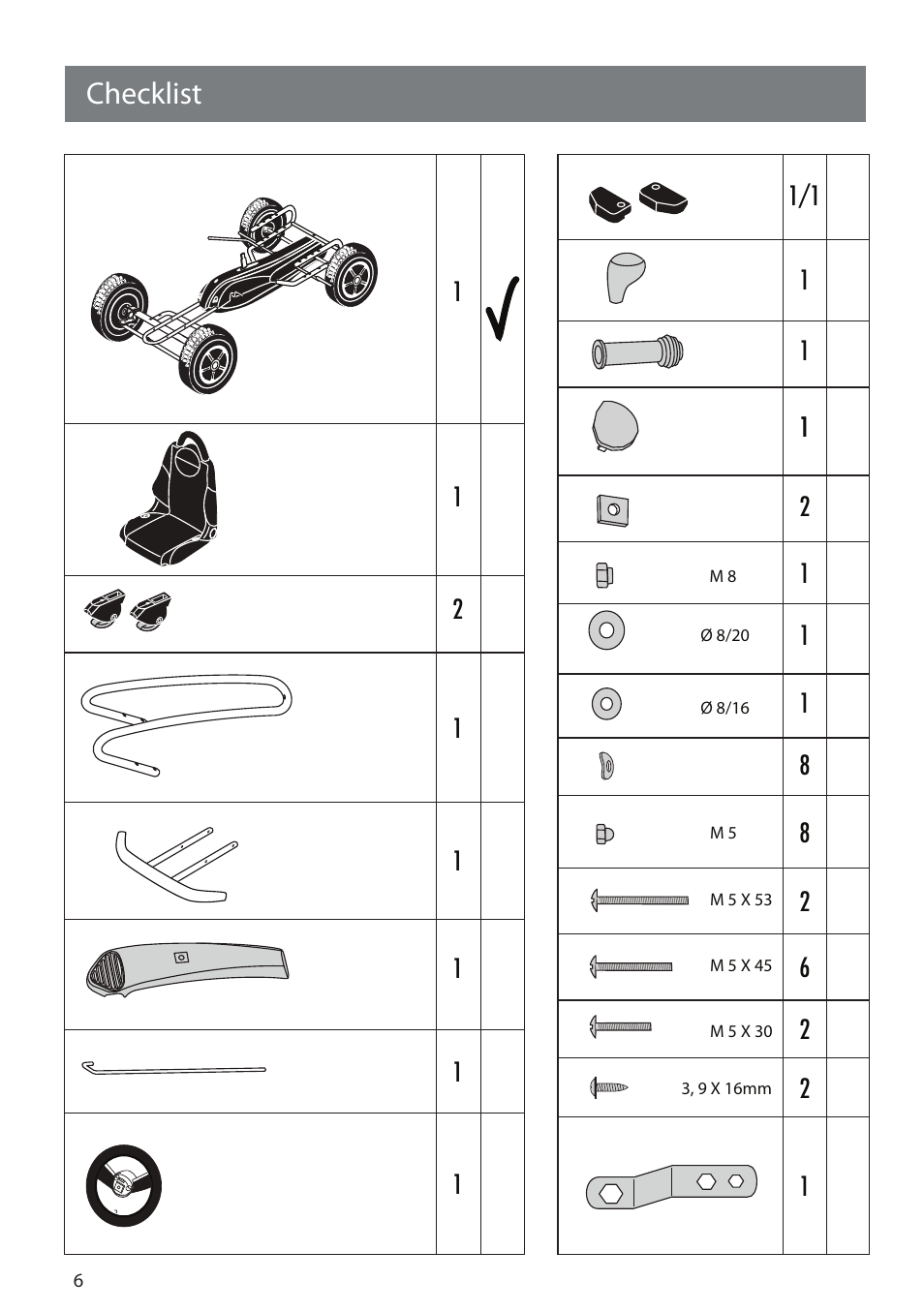 Checklist | Kettler AERO 9981-700 User Manual | Page 6 / 16