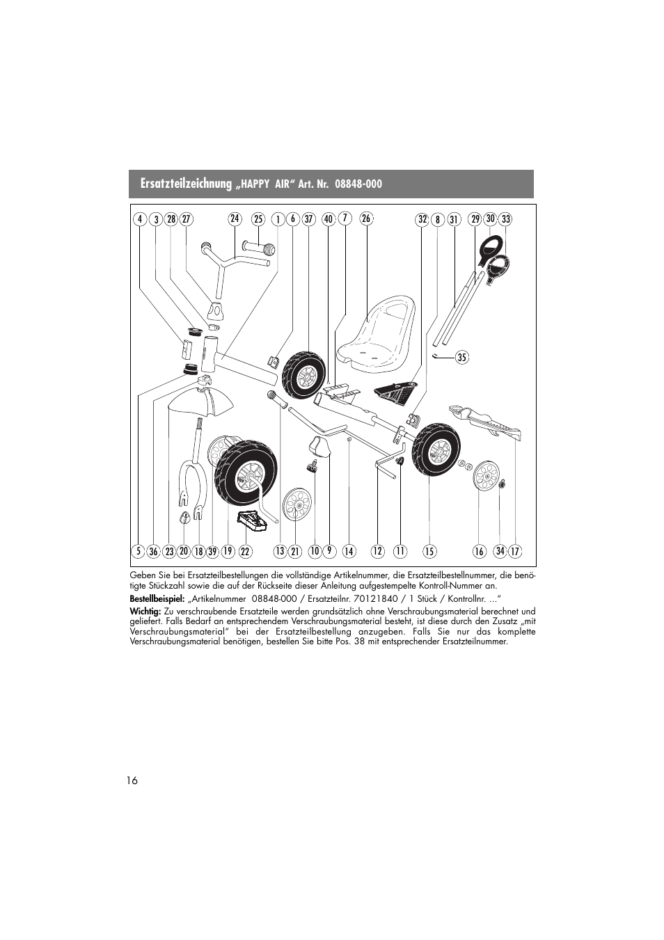 Ersatzteilzeichnung | Kettler 08848-000 User Manual | Page 16 / 18