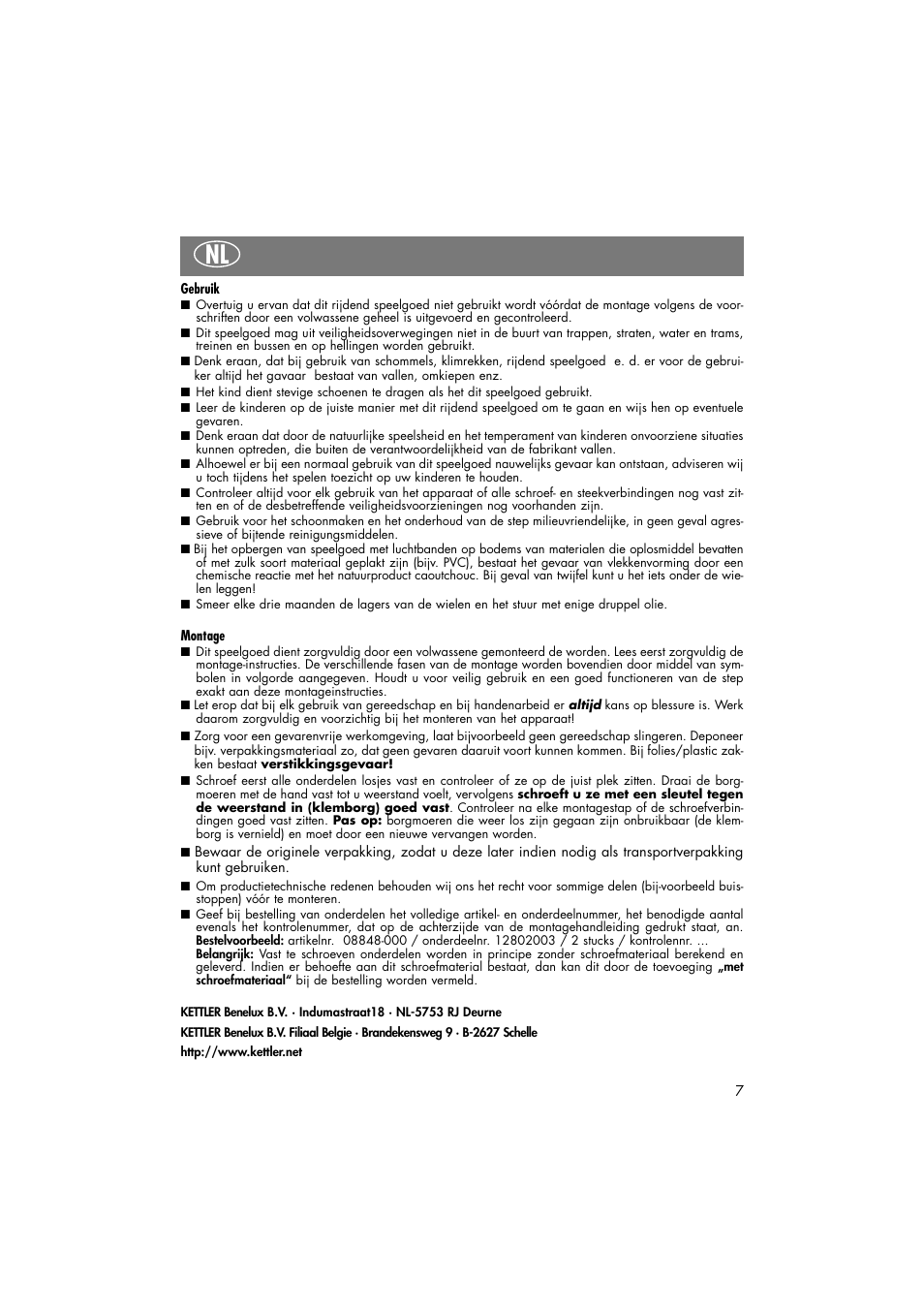 Kettler 08848-000 User Manual | Page 7 / 18