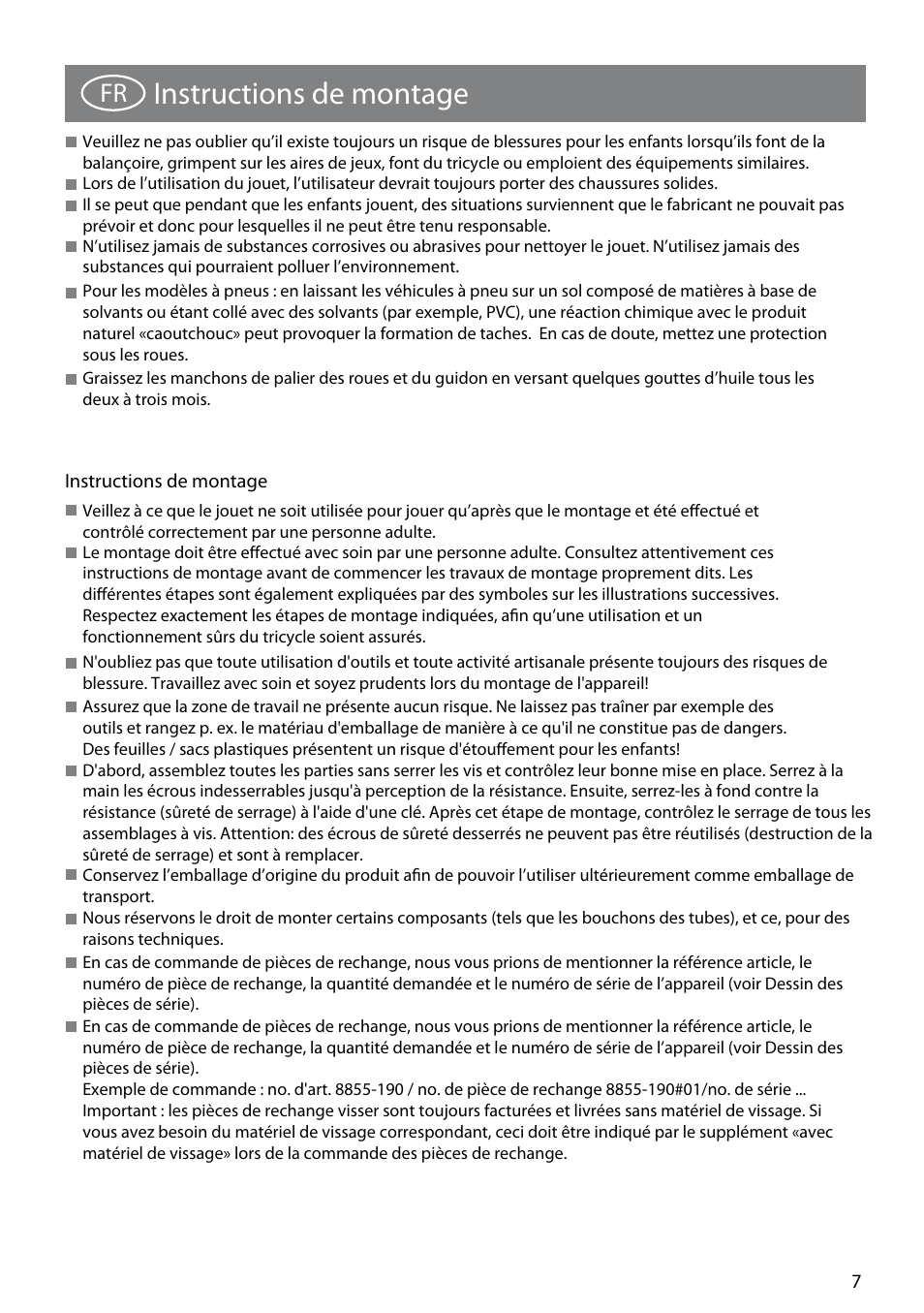 8855-190_wildcat_7_6-15-09.pdf, Instructions de montage | Kettler 8855-190 User Manual | Page 7 / 21