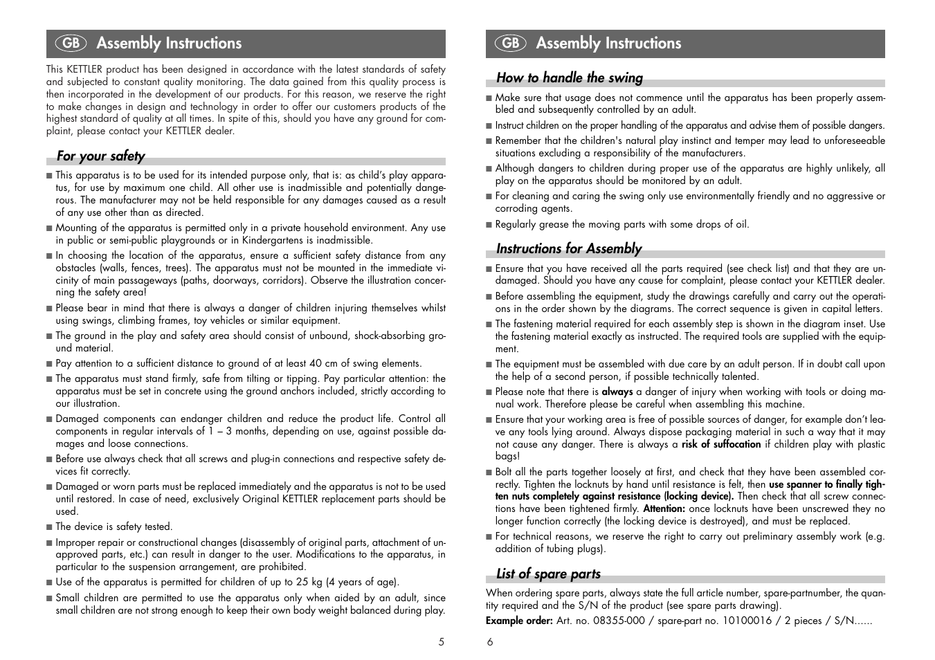 Assembly instructions | Kettler BABYSITZ 08355-000 User Manual | Page 3 / 12