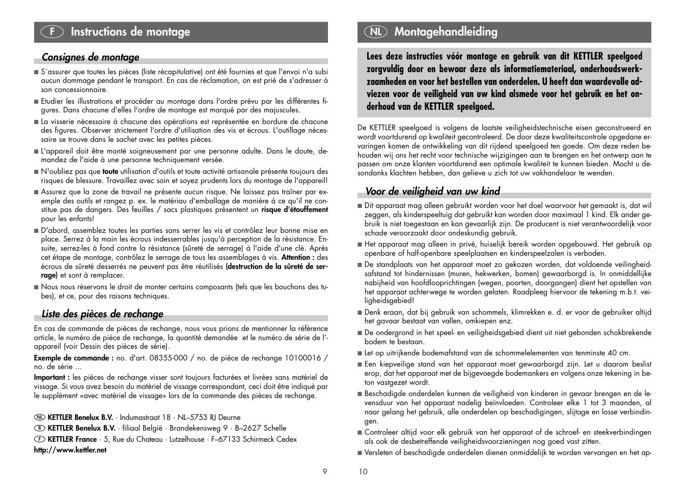Instructions de montage, Montagehandleiding | Kettler BABYSITZ 08355-000 User Manual | Page 5 / 12