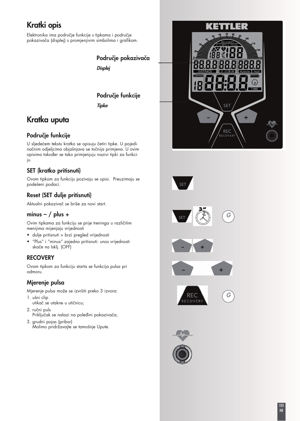 Kratka uputa, Kratki opis | Kettler FB600 User Manual | Page 103 / 144