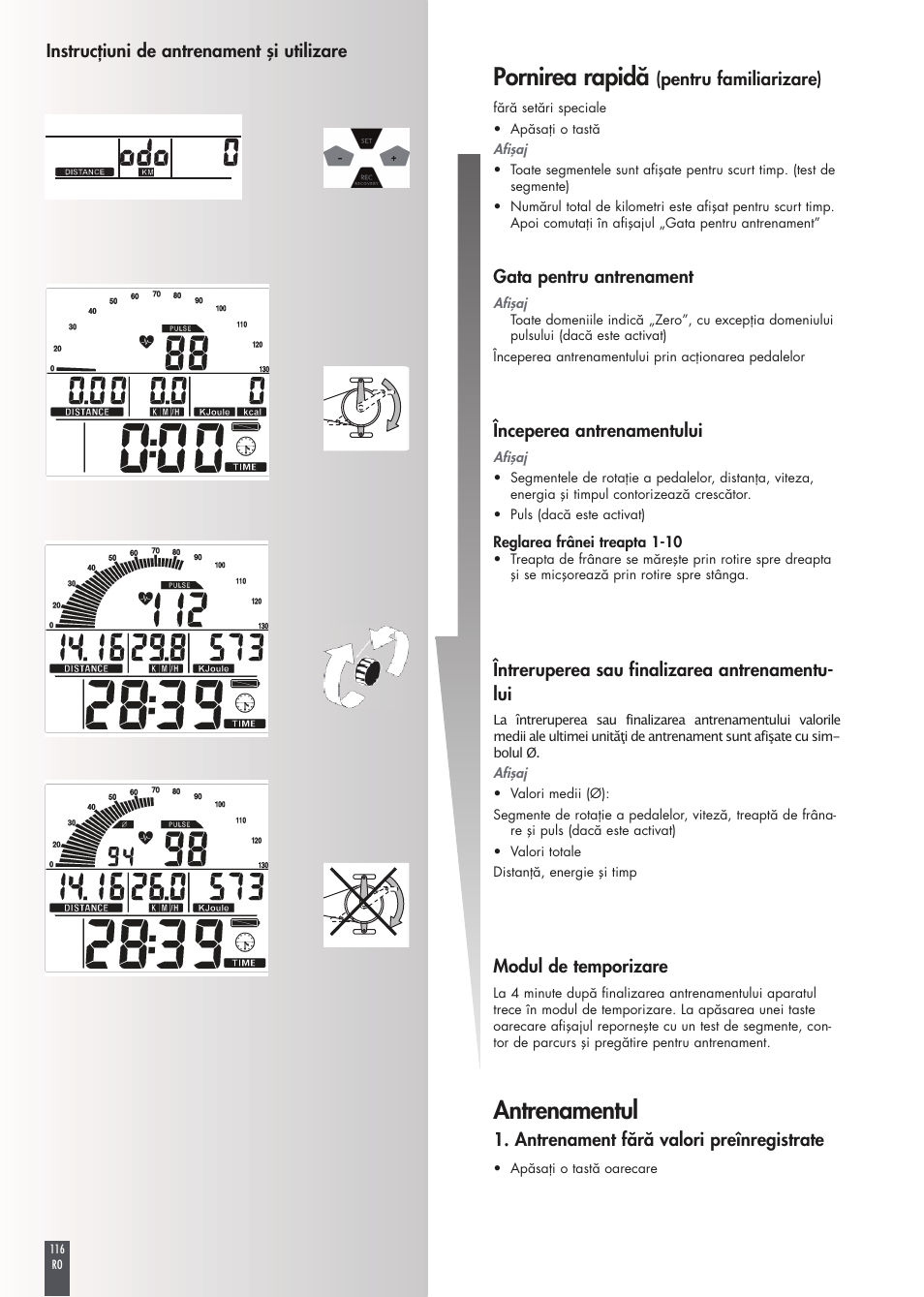 Pornirea rapidă, Antrenamentul | Kettler FB600 User Manual | Page 116 / 144