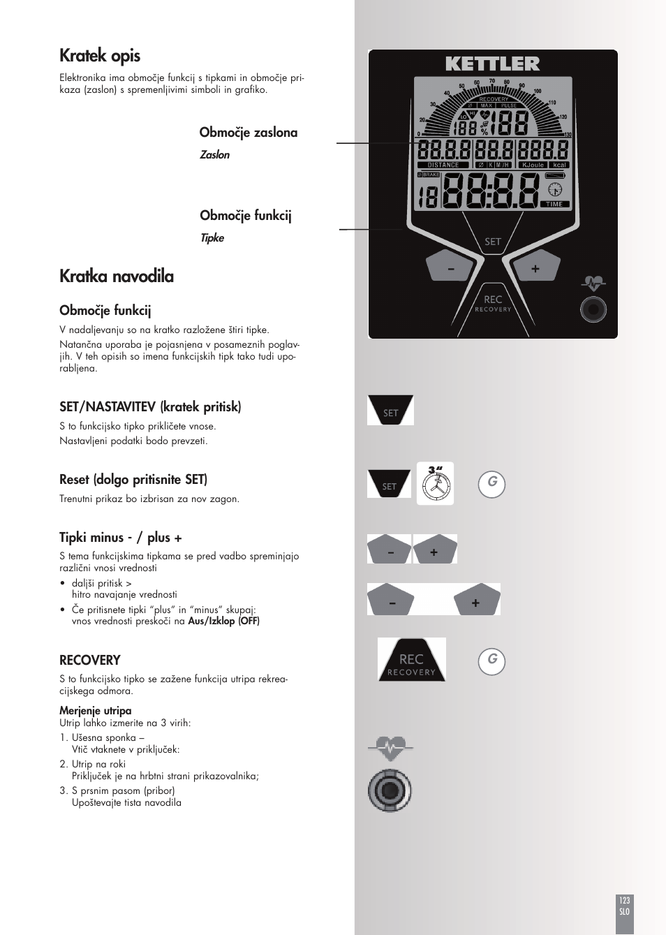 Kratek opis, Kratka navodila | Kettler FB600 User Manual | Page 123 / 144