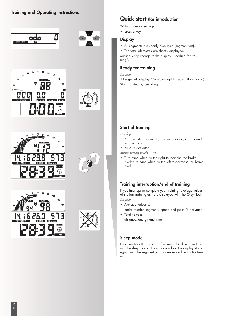 Quick start | Kettler FB600 User Manual | Page 16 / 144