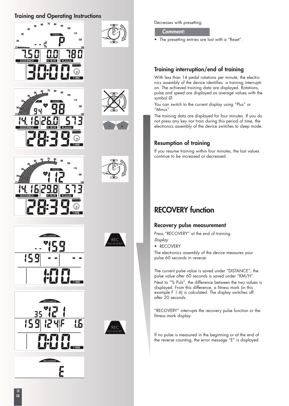 Recovery function | Kettler FB600 User Manual | Page 18 / 144