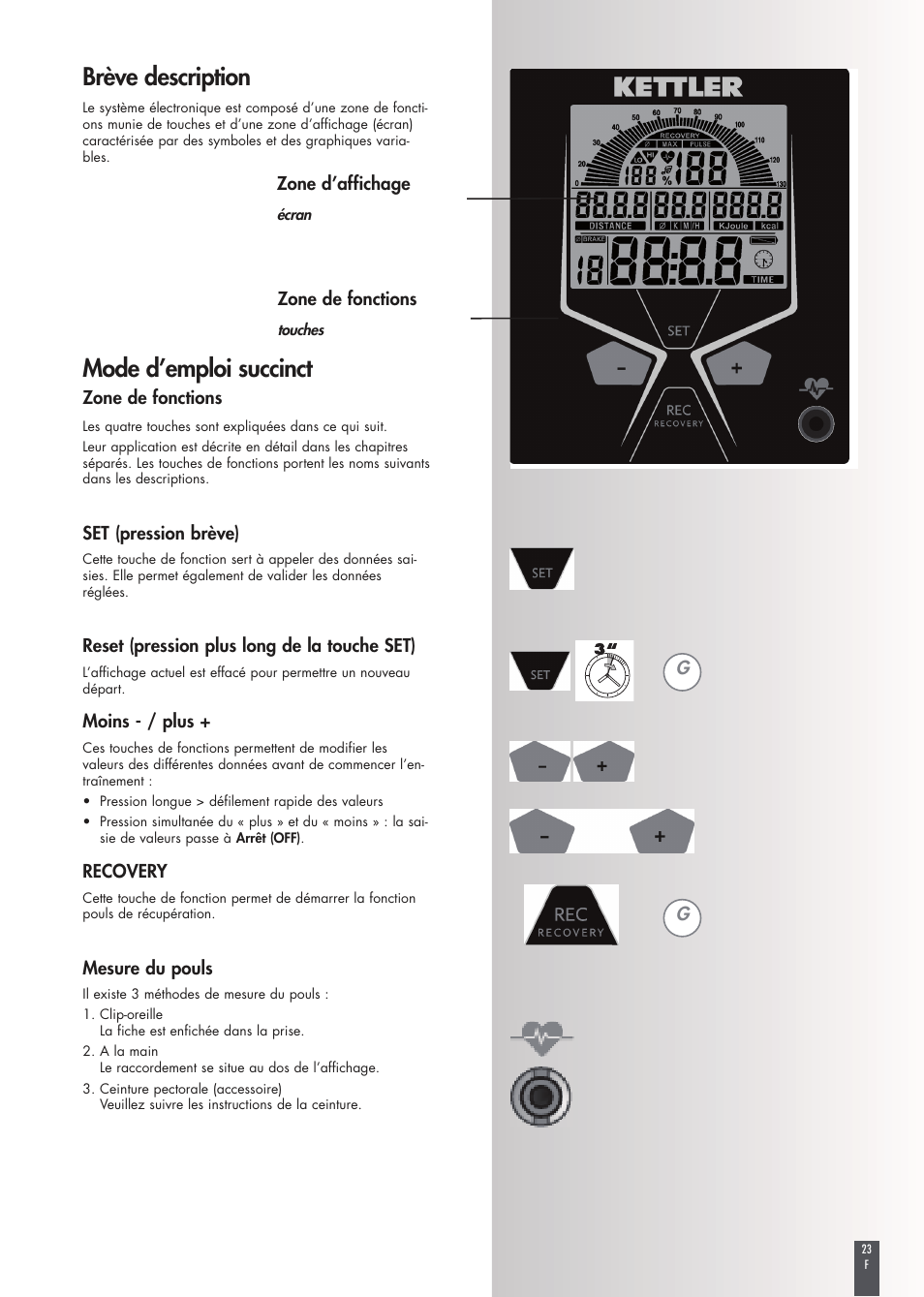 Mode d’emploi succinct, Brève description | Kettler FB600 User Manual | Page 23 / 144