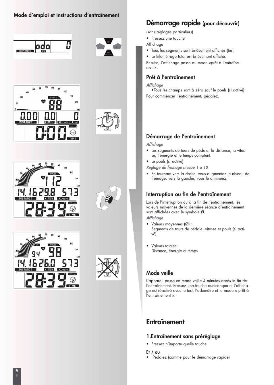 Démarrage rapide, Entraînement | Kettler FB600 User Manual | Page 26 / 144