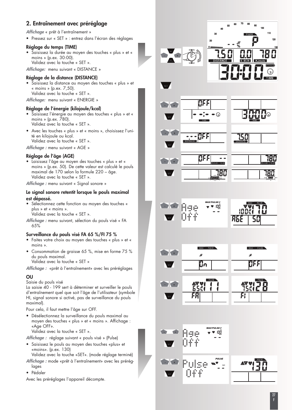 Entraînement avec préréglage | Kettler FB600 User Manual | Page 27 / 144