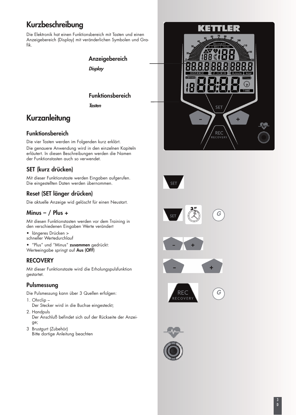 Kurzbeschreibung, Kurzanleitung | Kettler FB600 User Manual | Page 3 / 144