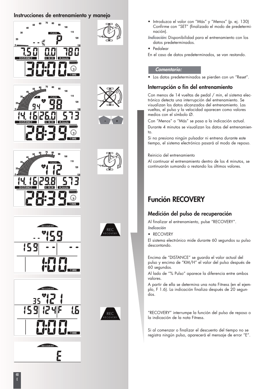 Función recovery | Kettler FB600 User Manual | Page 48 / 144