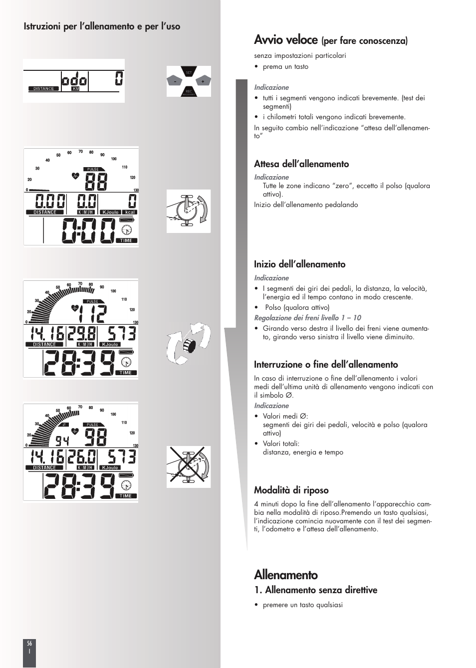 Avvio veloce, Allenamento | Kettler FB600 User Manual | Page 56 / 144
