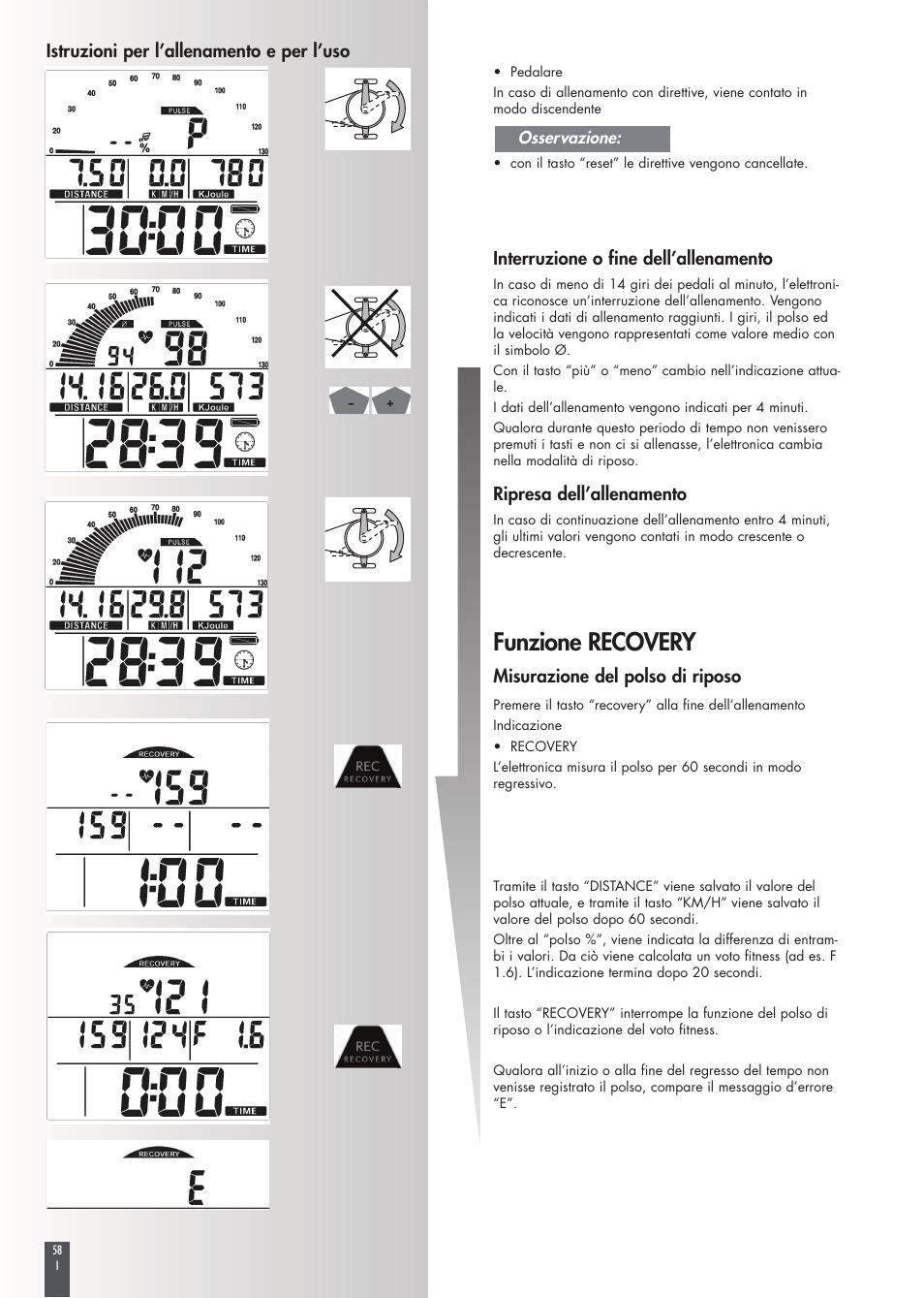 Funzione recovery | Kettler FB600 User Manual | Page 58 / 144