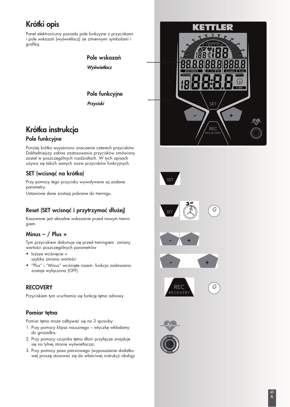 Krótki opis, Krótka instrukcja | Kettler FB600 User Manual | Page 63 / 144