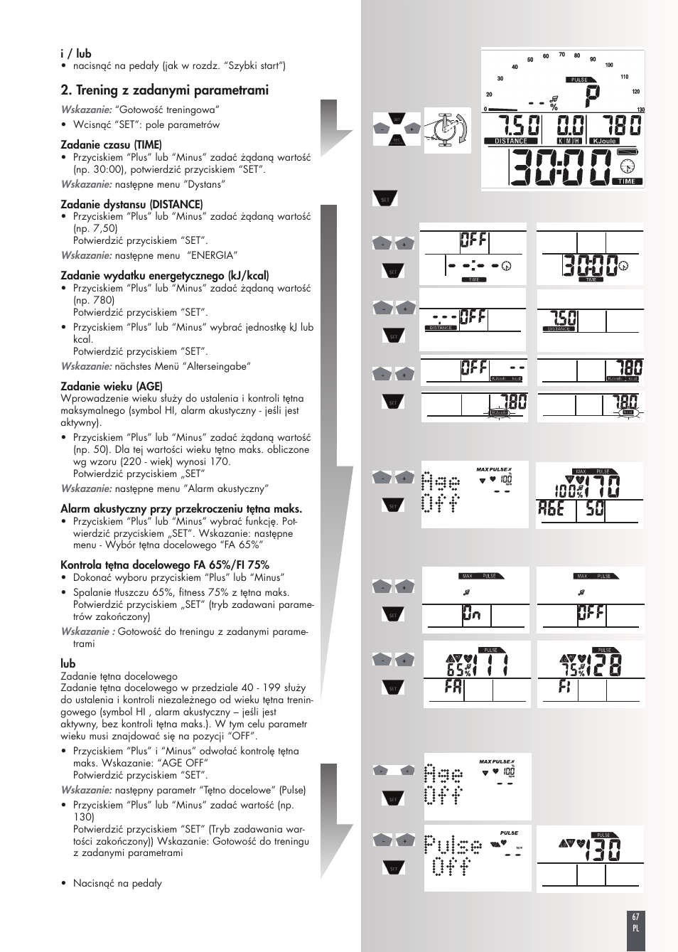 Trening z zadanymi parametrami | Kettler FB600 User Manual | Page 67 / 144