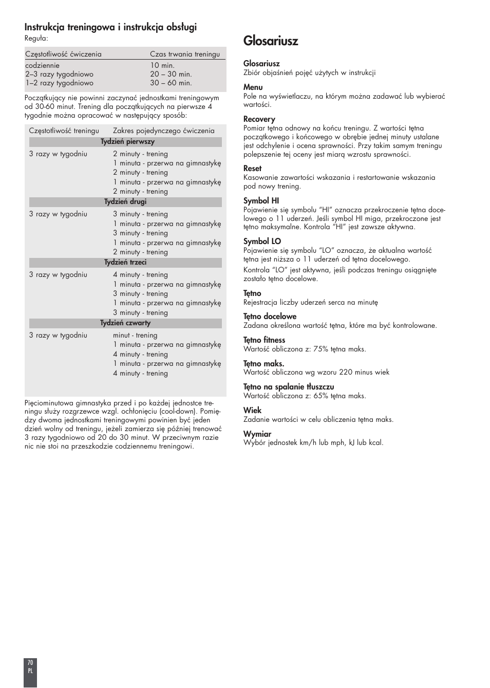 Glosariusz, Instrukcja treningowa i instrukcja obsługi | Kettler FB600 User Manual | Page 70 / 144