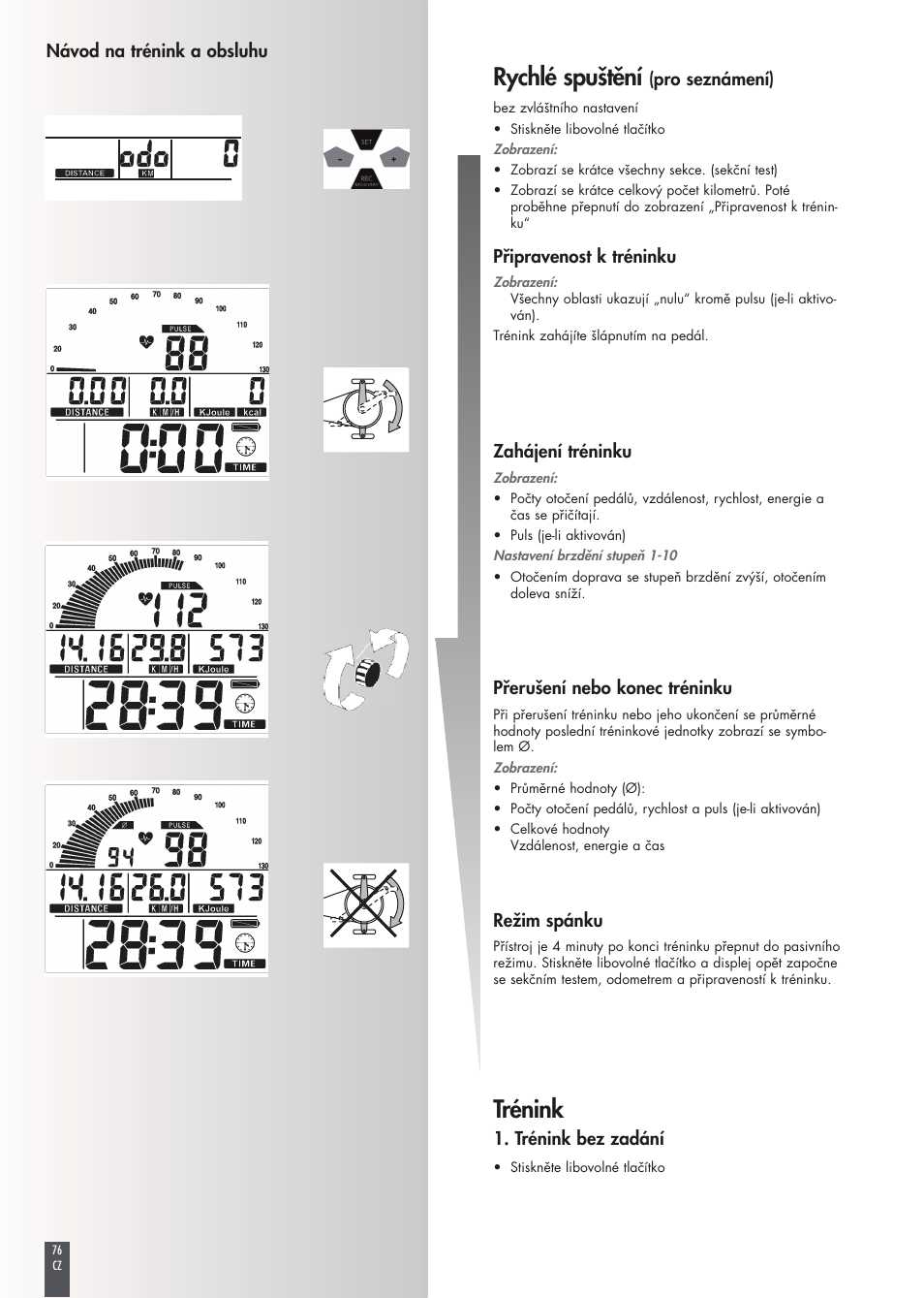 Rychlé spuštění, Trénink | Kettler FB600 User Manual | Page 76 / 144