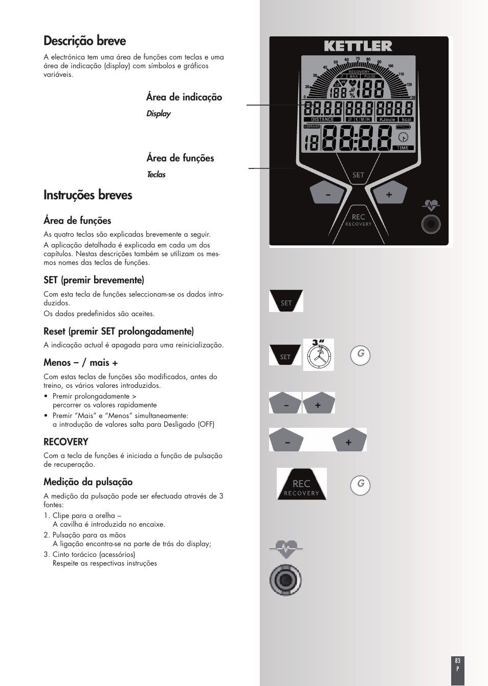 Descrição breve, Instruções breves | Kettler FB600 User Manual | Page 83 / 144