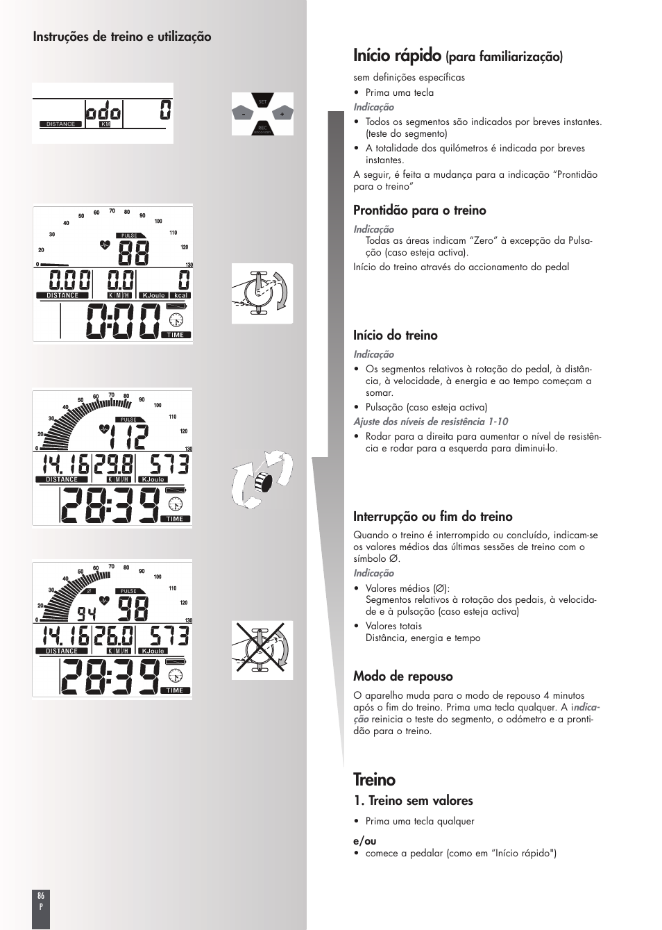 Início rápido, Treino | Kettler FB600 User Manual | Page 86 / 144
