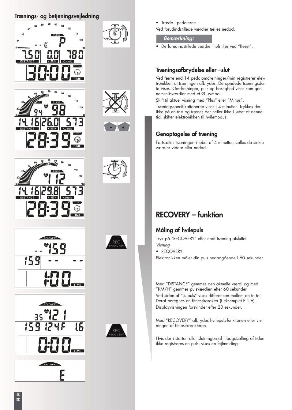 Recovery – funktion | Kettler FB600 User Manual | Page 98 / 144