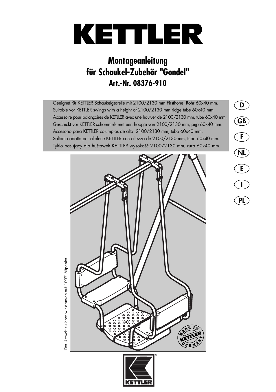 Kettler 08376-910 User Manual | 10 pages