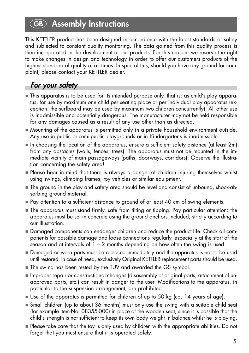 Assembly instructions | Kettler 08376-910 User Manual | Page 3 / 10