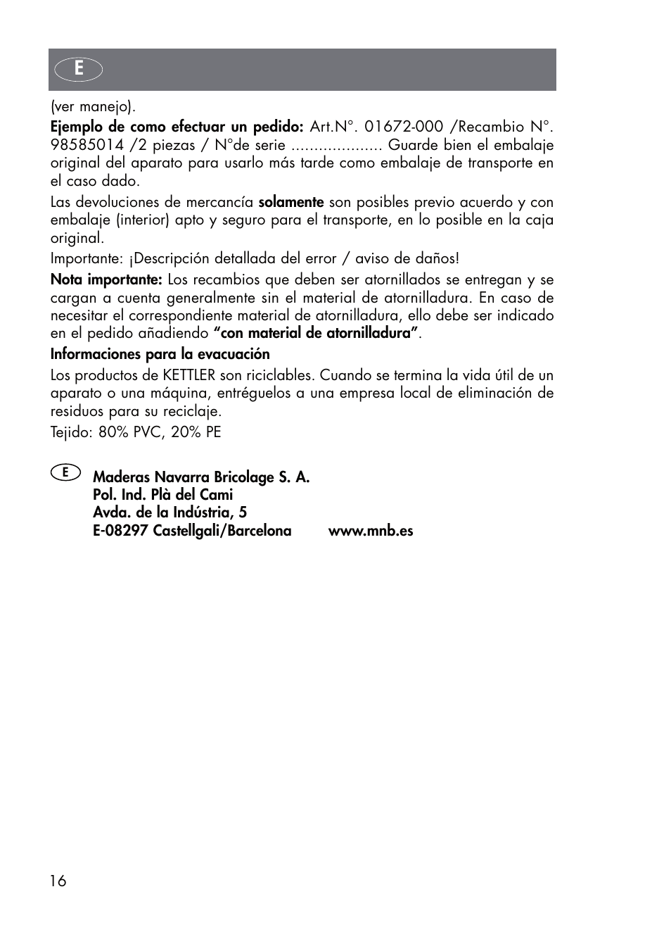 Kettler 01672-700 User Manual | Page 16 / 32