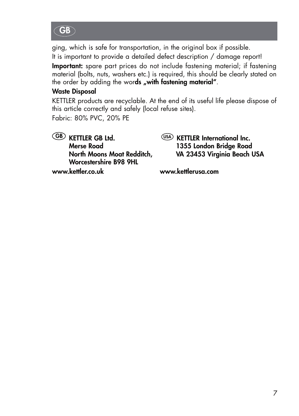 Kettler 01672-700 User Manual | Page 7 / 32