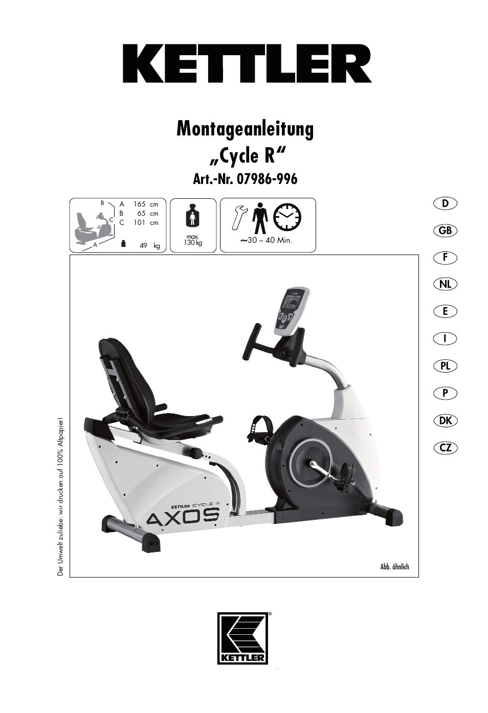 Kettler Exercise Bike User Manual | 32 pages