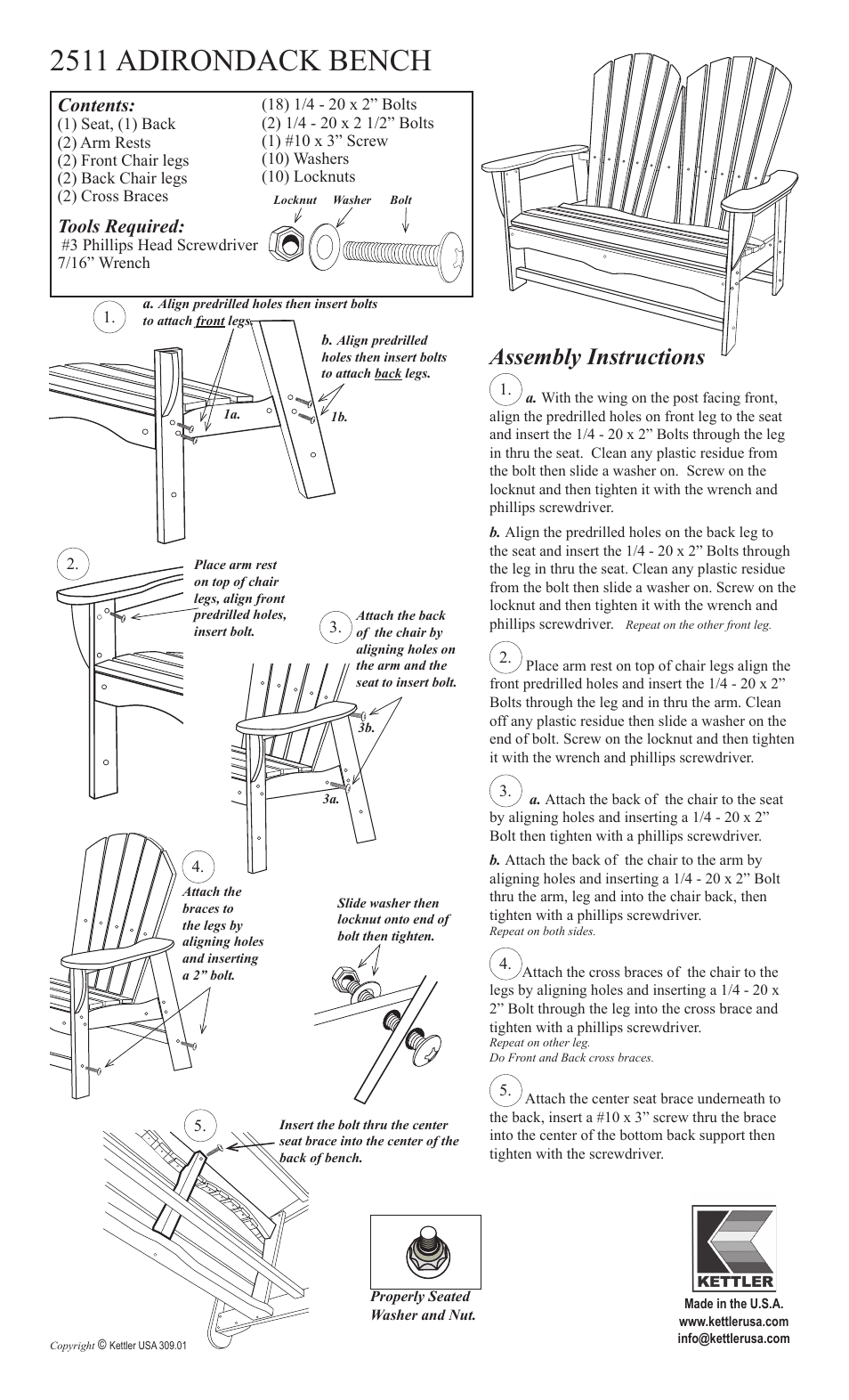Kettler ADIRONDACK 2511 User Manual | 2 pages