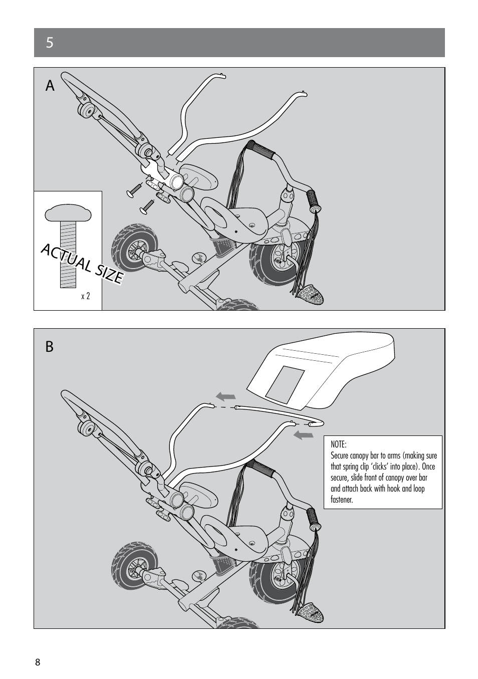 Actual size, Actual size 5 a b | Kettler PUSHBAR 8135-199 User Manual | Page 8 / 11