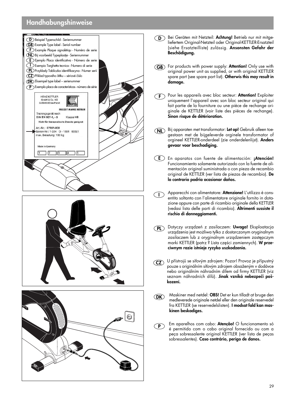 Handhabungshinweise | Kettler LOTUS R 07666-000 User Manual | Page 11 / 14