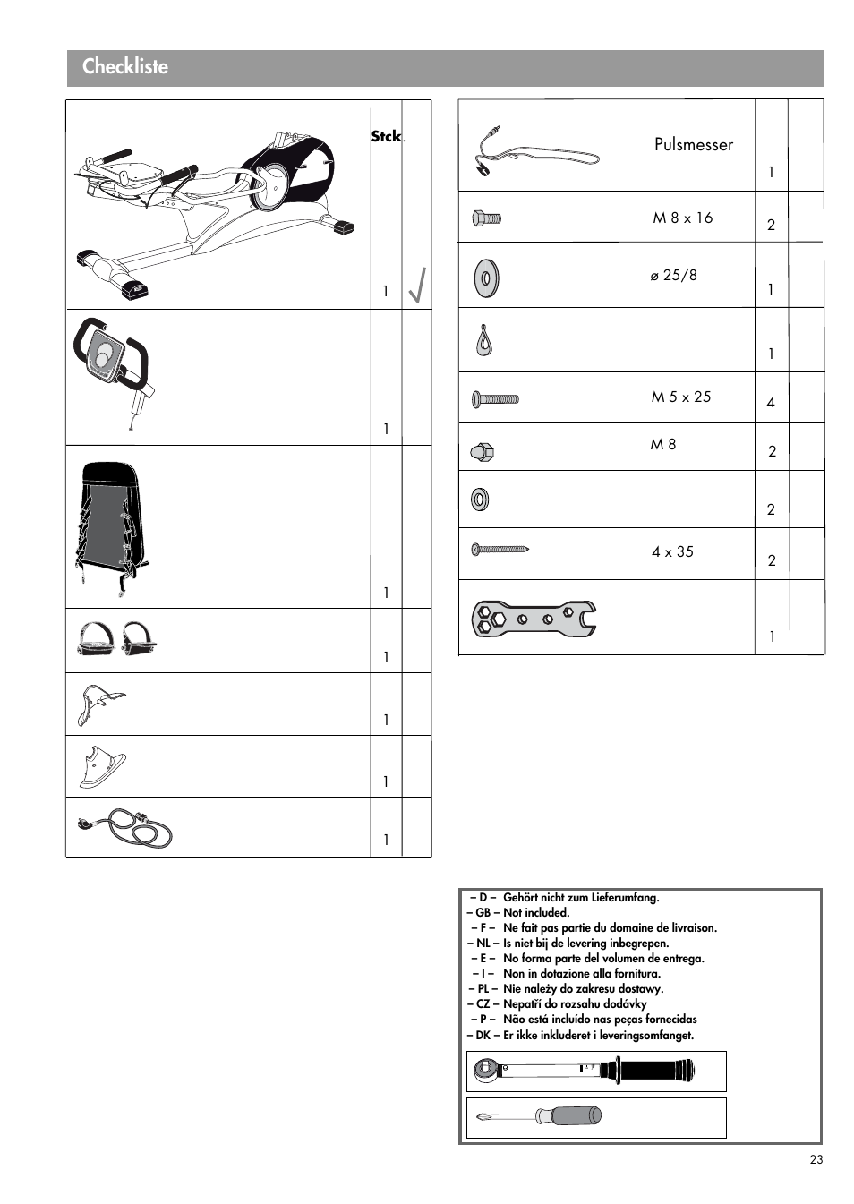 Checkliste, Pulsmesser | Kettler LOTUS R 07666-000 User Manual | Page 5 / 14